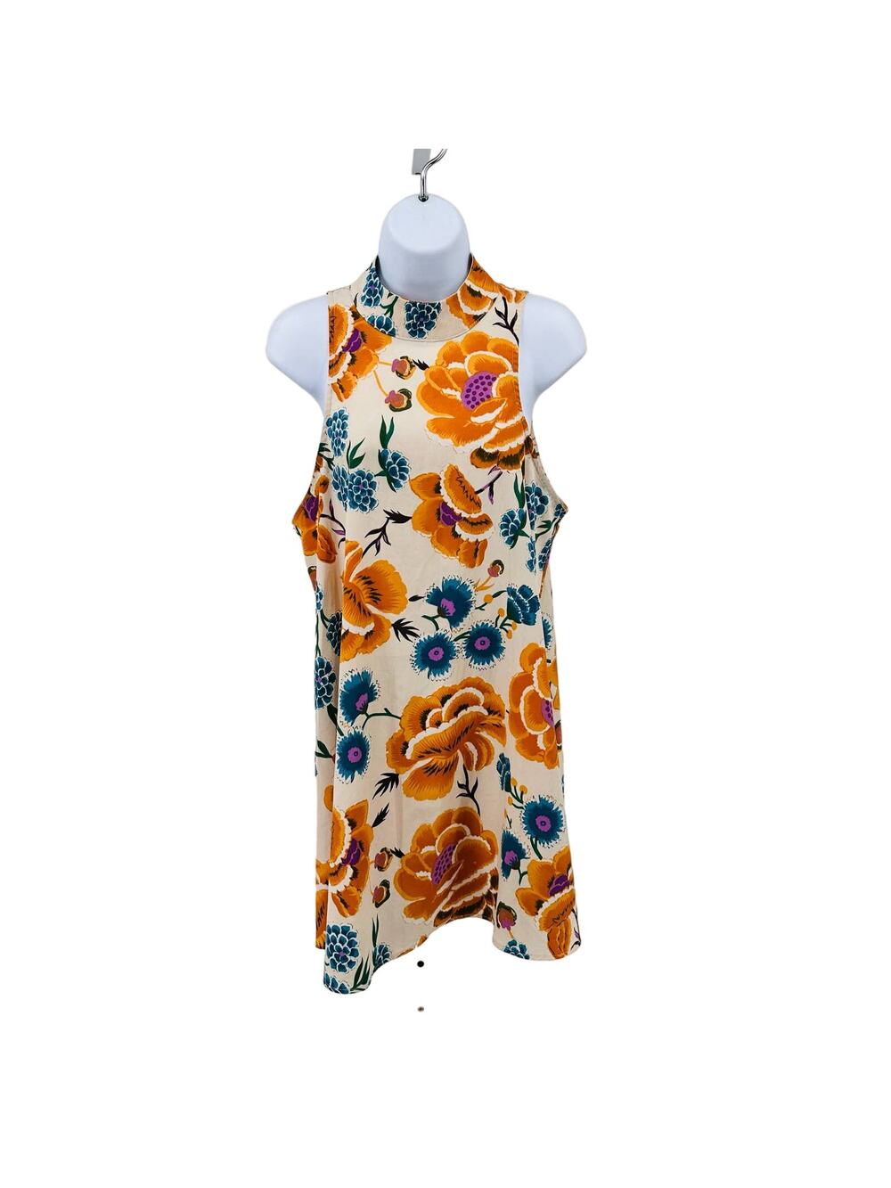 By Together Dress WMNS M Cream Floral Mock Neck Tank Backless Retro Cottagecore